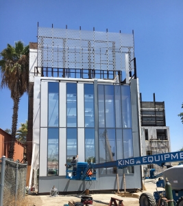 Long Beach Civic Center, Benson Industries, Glass Facade, Long Beach California, quality control, in progress