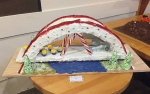 Gingerbread, bridge, contest, Minions, candy canes, architectural