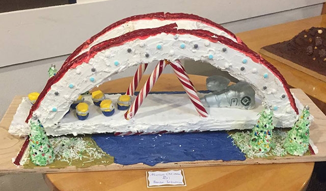 Gingerbread, bridge, contest, Minions, candy canes, architectural