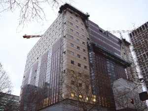 The Portland Building, in progress, construction, facade, Benson Industries